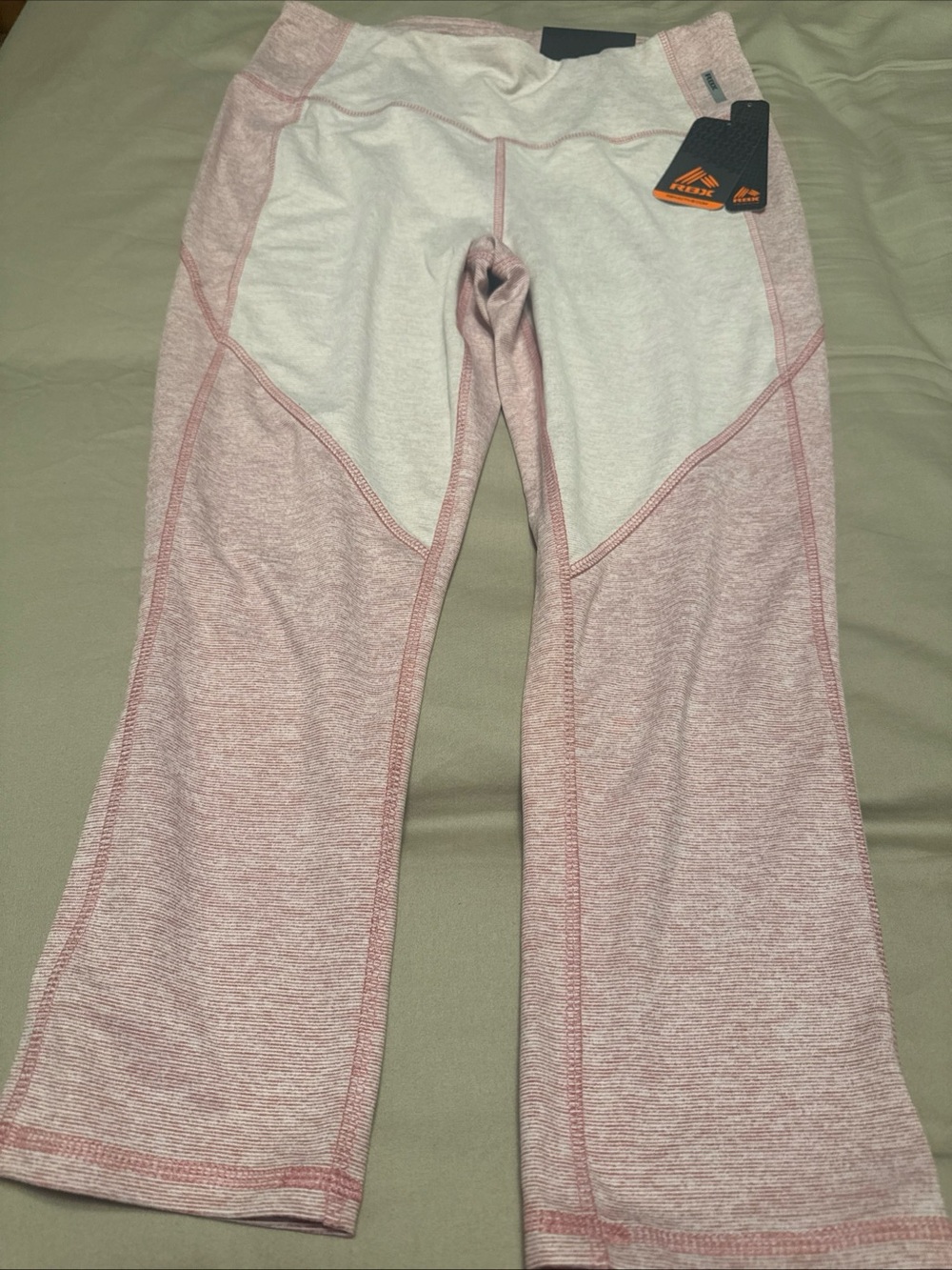 Reebok Pink Heather and White Workout Leggings